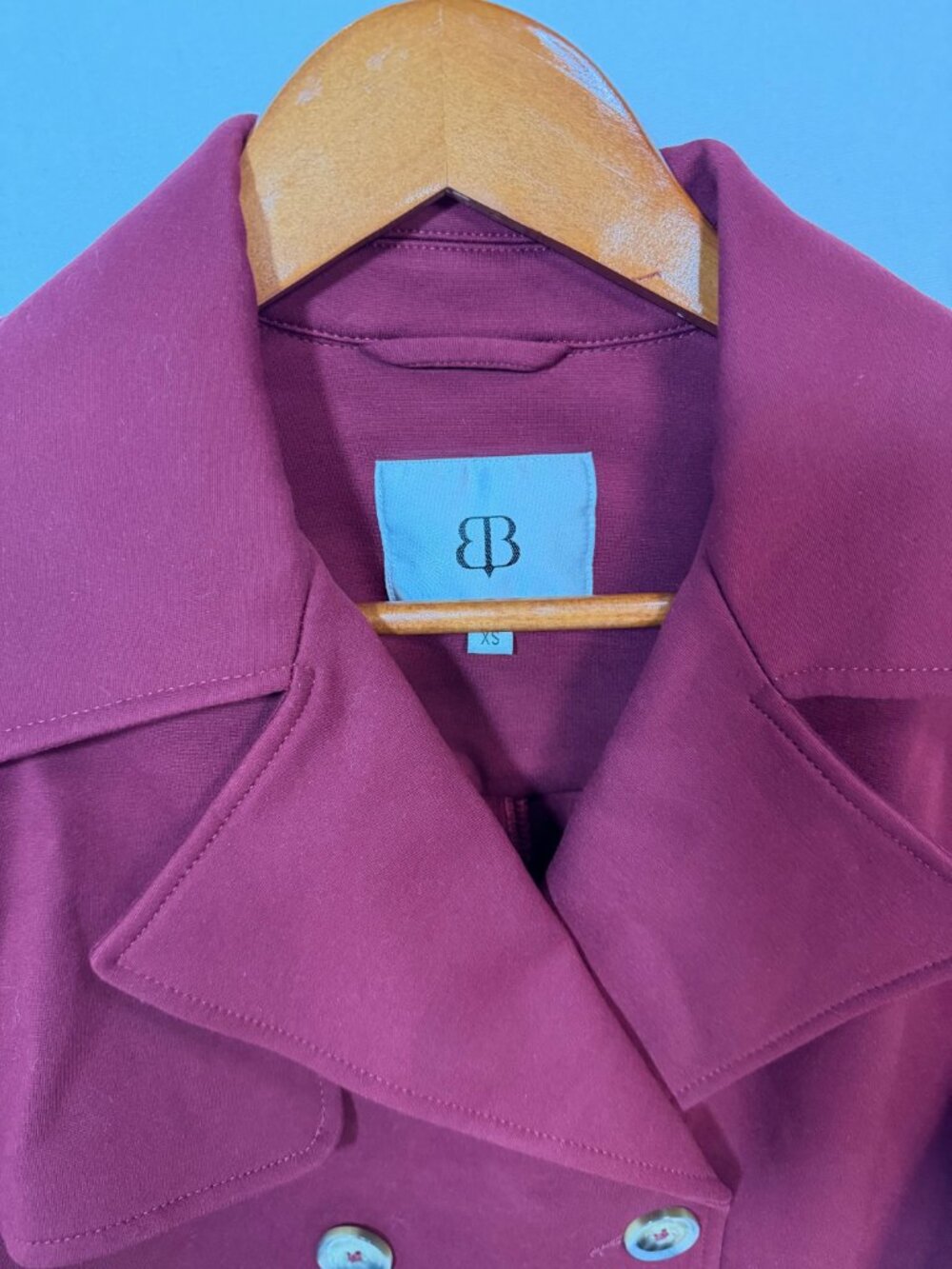 Baltic Born Peacoat XS Burgundy Cropped Jacket Double Breasted Fall - Picture 4 of 7